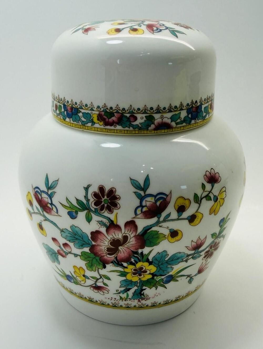 Coalport Ming Rose Bone China Covered Trinket Vanity Jar England VTG